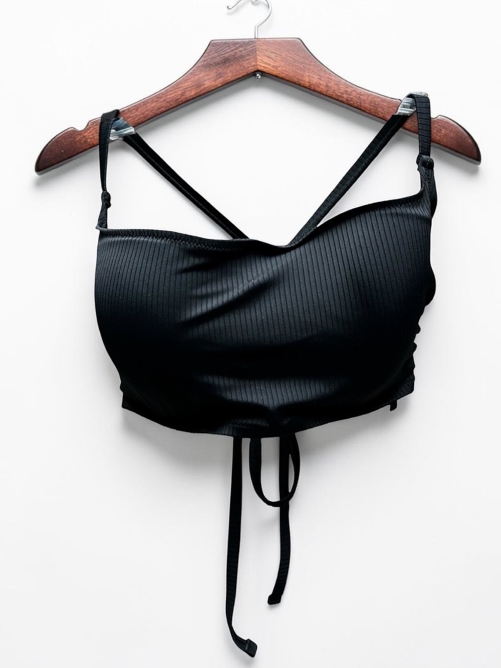 🌻NEW w/tag Shade & Shore Black Bikini Top Underwire Adjustable Straps Size 34D